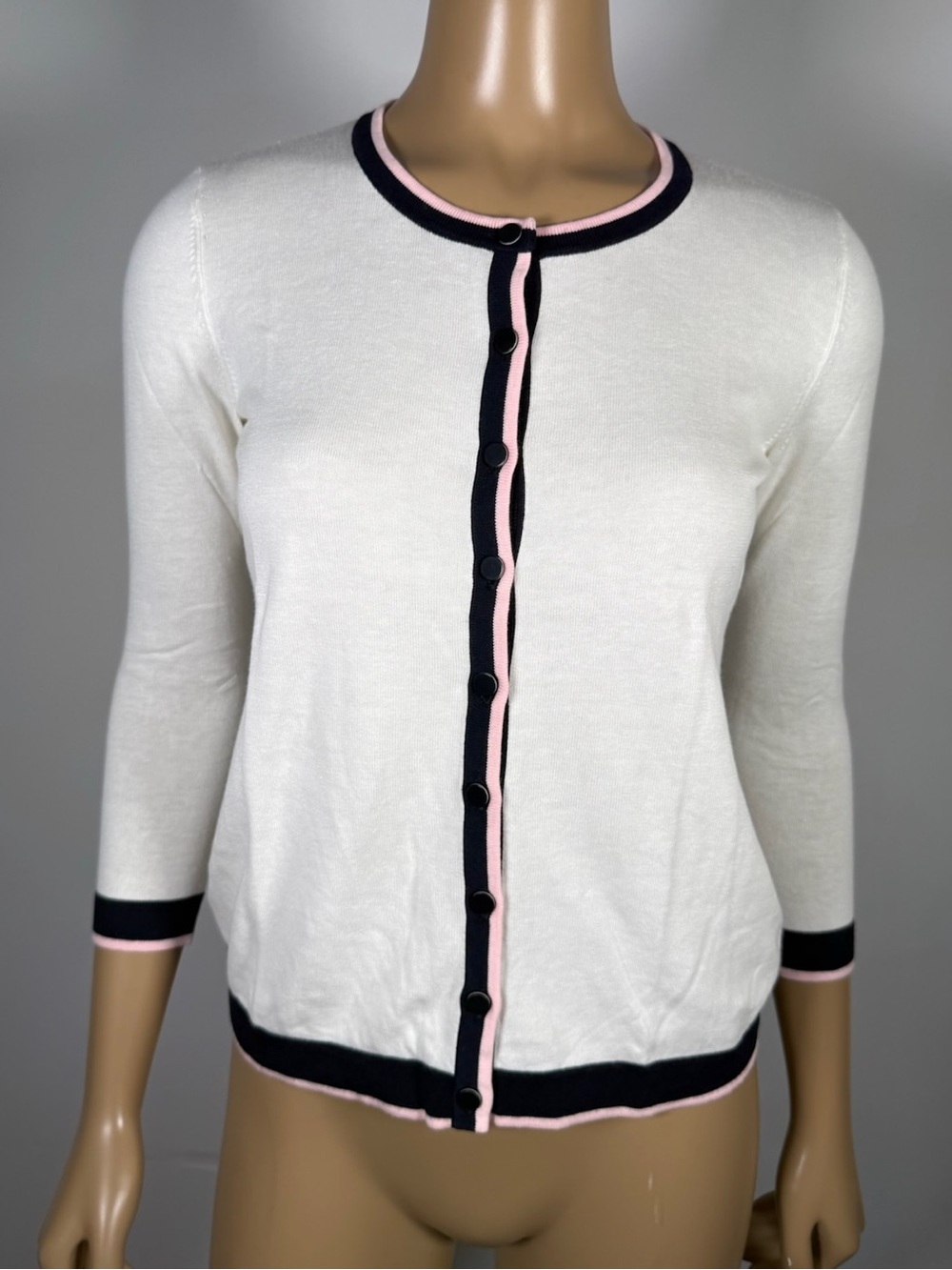 Talbots Women’s NWT Size Petite P Contrast Trim Button Down Front Cardigan